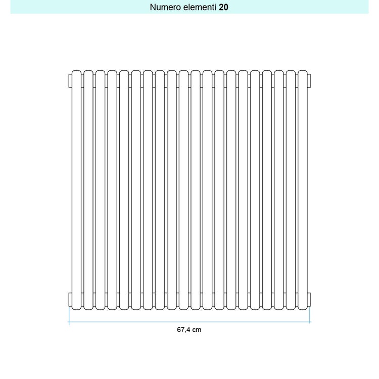 Irsap Design-Heizkörper ARPA 23 vertikal, 20 Glieder, H 182 × B 67,4 × T 5 cm, Weiß RAL 9016 matt (Farbcode Y5) SI1182020Y5IR01A01