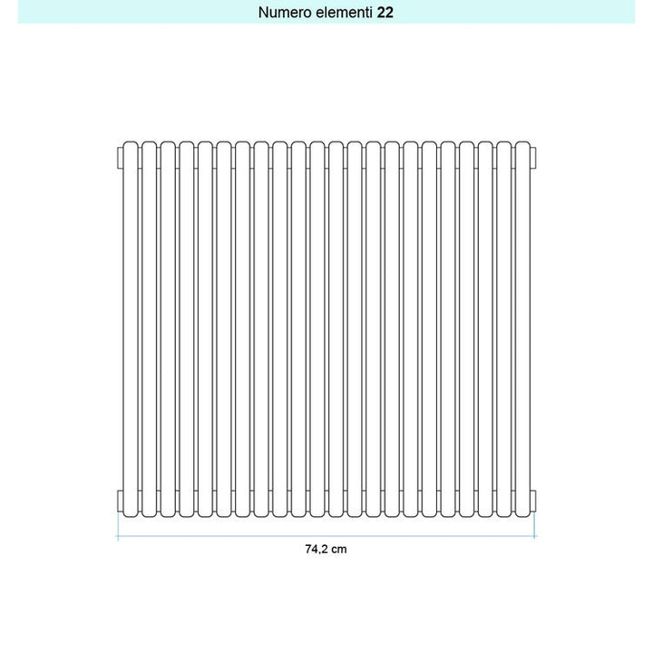 Irsap Design-Heizkörper ARPA 23 vertikal, 22 Glieder, H 52 × B 74,2 × T 5 cm, Weiß Standard glänzend (Farbcode 01) SI105202201IR01A01