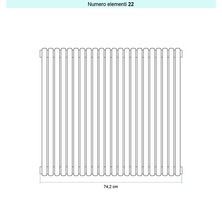 Irsap Design-Heizkörper ARPA 23 vertikal, 22 Glieder, H 202 × B 75,2 × T 5 cm, Ockergelb RAL 1024 matt (Farbcode 4V) SI12020224VIR01A01