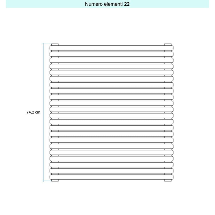 Irsap Design-Heizkörper ARPA 23 horizontal, 22 Glieder, H 74,2 × B 182 × T 5 cm, Weiß Standard glänzend (Farbcode 01) SI118202201IR01H01