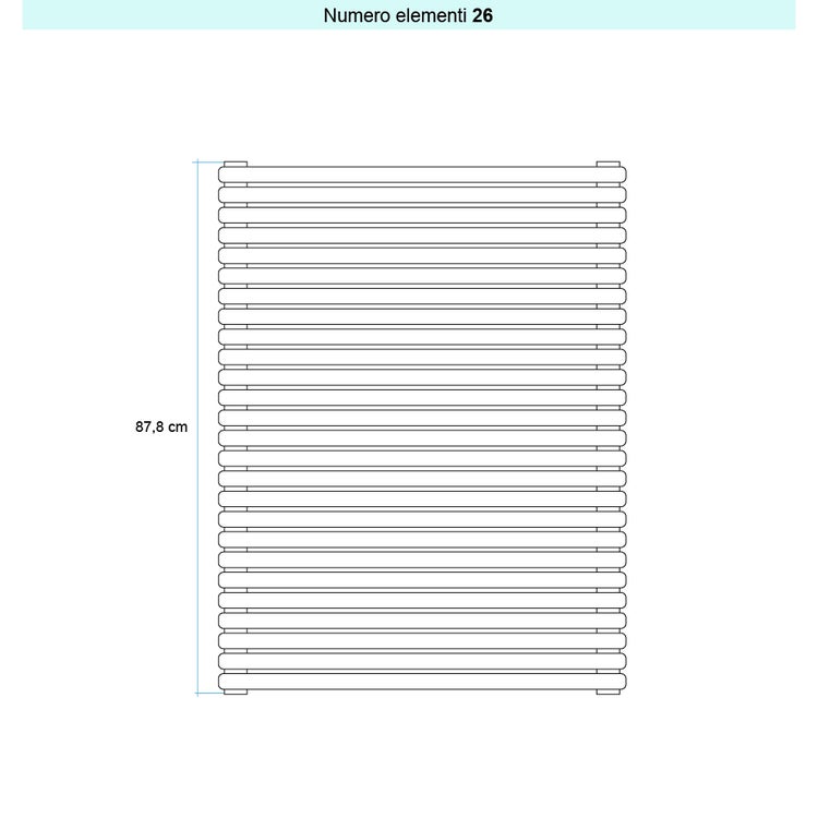 Irsap Design-Heizkörper ARPA 23 horizontal, 26 Glieder, H 87,8 × B 152 × T 5 cm, Weiß Standard glänzend (Farbcode 01) SI115202601IR01H01