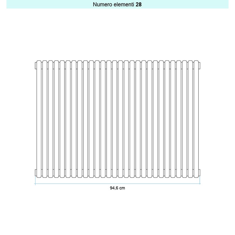 Irsap Design-Heizkörper ARPA 23 vertikal, 28 Glieder, H 202 × B 94,6 × T 5 cm, Schwarz RAL 9005 glänzend (Farbcode 10) SI120202810IR01A01