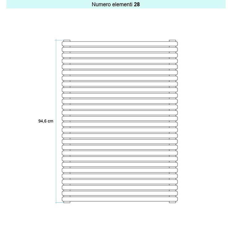 Irsap Design-Heizkörper ARPA 23 horizontal, 28 Glieder, H 94,6 × B 152 × T 5 cm, Weiß Standard glänzend (Farbcode 01) SI115202801IR01H01