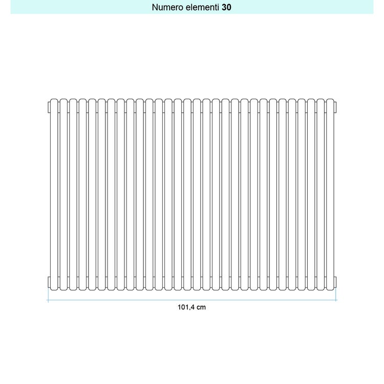 Irsap Design-Heizkörper ARPA 23 vertikal, 30 Glieder, H 55 × B 101,4 × T 5 cm, Weiß Standard glänzend (Farbcode 01) SI105503001IR01A01