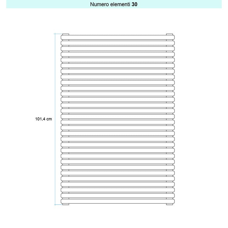 Irsap Design-Heizkörper ARPA 23 horizontal, 30 Glieder, H 101,4 × B 65 × T 5 cm, Weiß Standard glänzend (Farbcode 01) SI106503001IR01H01