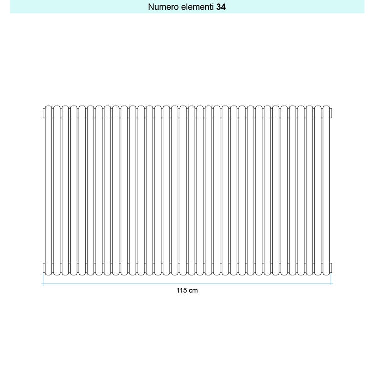 Irsap Design-Heizkörper ARPA 23 vertikal, 34 Glieder, H 75 × B 115 × T 5 cm, Manhattan-Grau glänzend (Farbcode 03) SI107503403IR01A01