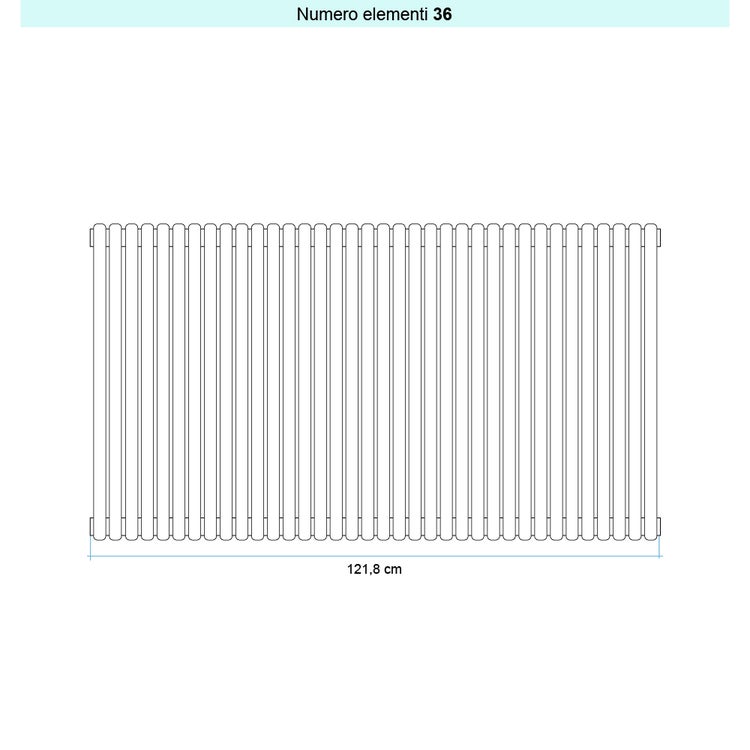 Irsap Design-Heizkörper ARPA 23 vertikal, 36 Glieder, H 67 × B 121,8 × T 5 cm, Weiß Standard glänzend (Farbcode 01) SI106703601IR01A01
