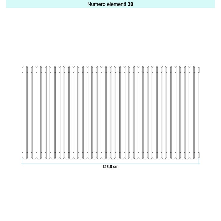 Irsap Design-Heizkörper ARPA 23 vertikal, 38 Glieder, H 70 × B 128,6 × T 5 cm, Weiß Standard glänzend (Farbcode 01) SI107003801IR01A01