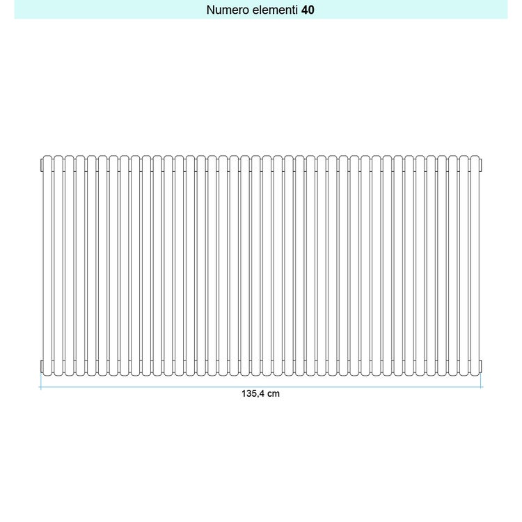Irsap Design-Heizkörper ARPA 23 vertikal, 40 Glieder, H 182 × B 135,4 × T 5 cm, Weiß Standard glänzend (Farbcode 01) SI118204001IR01A01