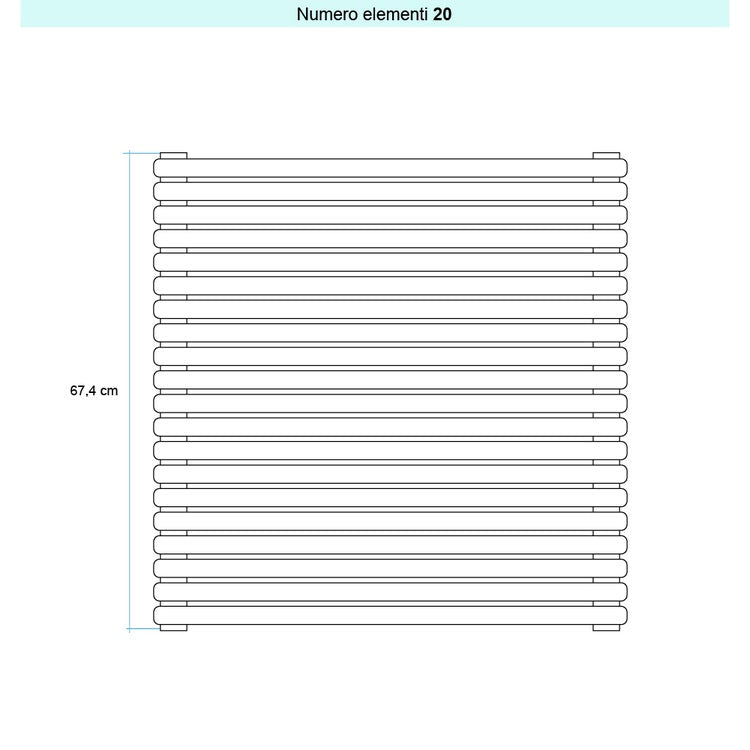 Irsap Design-Heizkörper ARPA 23 horizontal, 20 Glieder, H 67,4 × B 92 × T 5 cm, Rot RAL 3000 glänzend (Farbcode 05) SI109202005IR01H01
