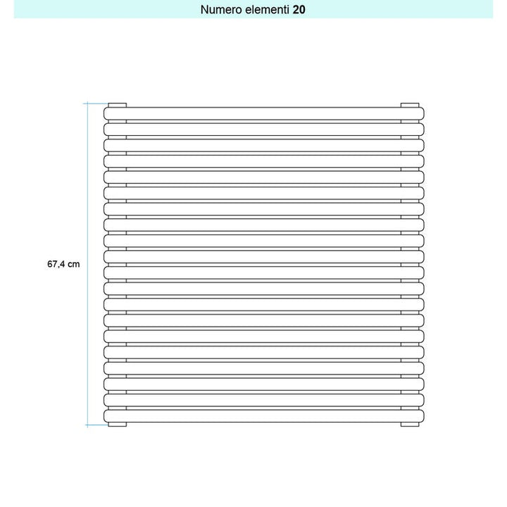 Irsap Design-Heizkörper ARPA 23 horizontal, 20 Glieder, H 67,4 × B 92 × T 5 cm, Weiß Standard glänzend (Farbcode 01) SI109202001IR01H01
