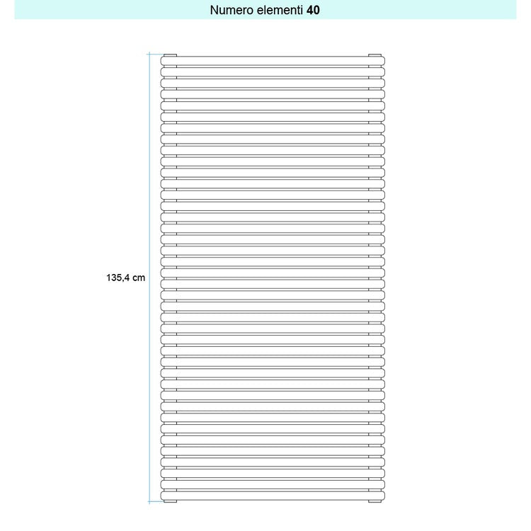 Irsap Design-Heizkörper ARPA 23 horizontal, 40 Glieder, H 135,4 × B 67 × T 5 cm, Weiß Standard glänzend (Farbcode 01) SI106704001IR01H01