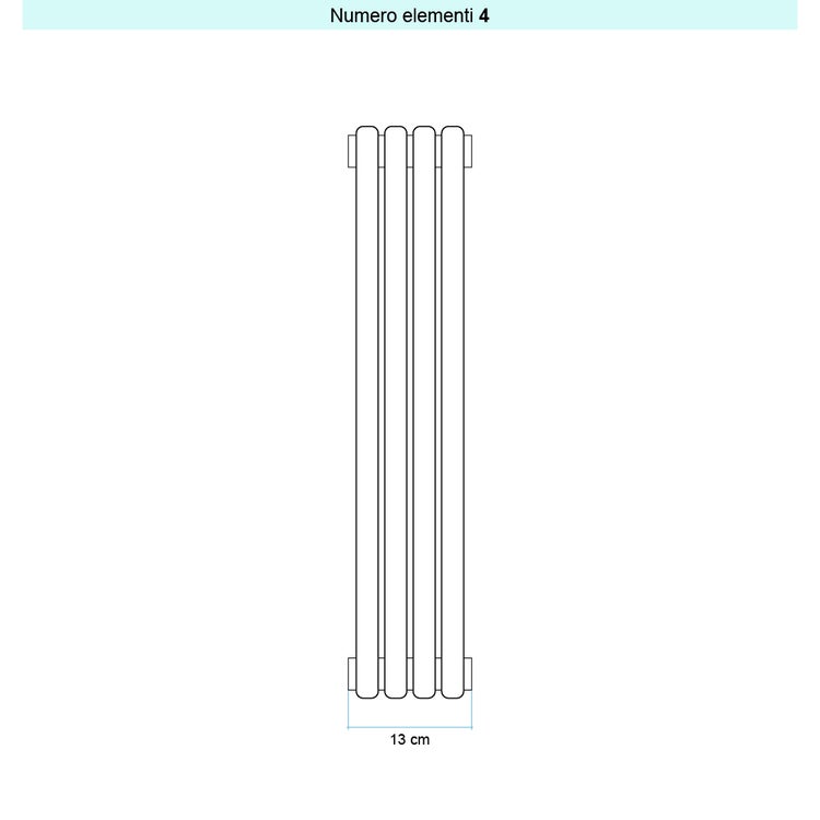 Irsap Design-Heizkörper ARPA23 vertikal, 4 Glieder, H 70 × B 13 × T 5 cm, Schwarz matt (Farbcode K1) SI1070004K1IR01A