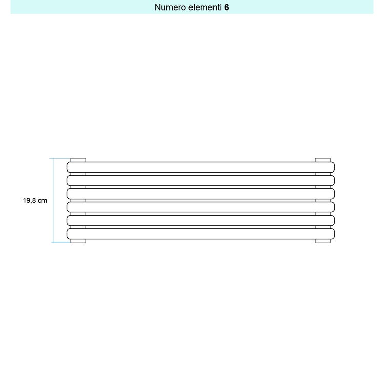 Irsap Design-Heizkörper ARPA 23_2 horizontal, 6 Glieder, H 19,8 × B 52 × T 7 cm, Weiß Standard glänzend (Farbcode 01) SI205200601IR01H01