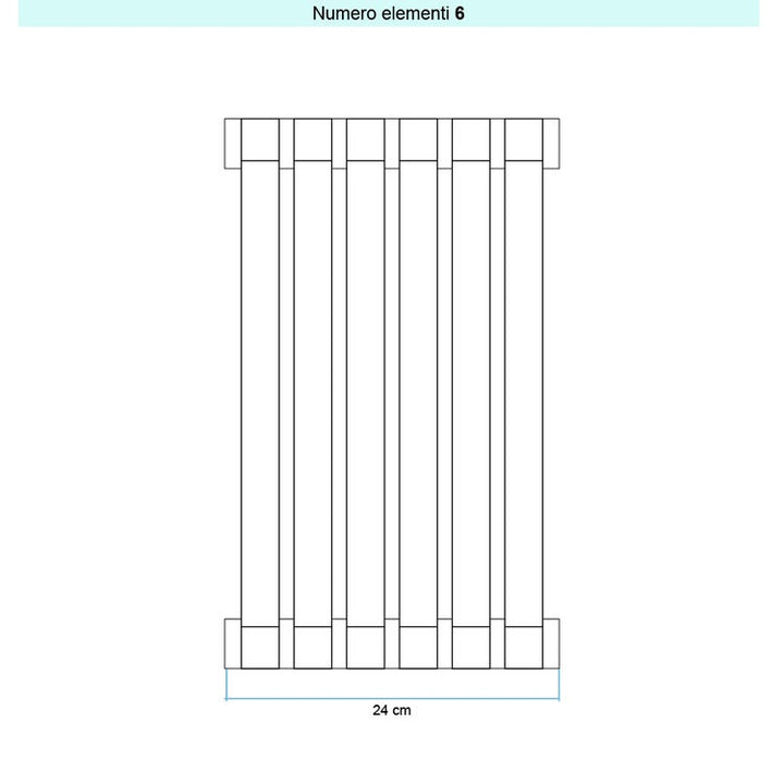 Irsap Design-Heizkörper SAX vertikal, 6 Glieder, H 180 × B 24,4 × T 5,5 cm, Platin seidenmatt (Farbcode 6K) SX11800066KIR01A01