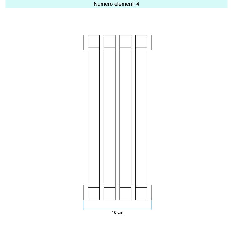 Irsap Design-Heizkörper SAX 2 vertikal, 4 Glieder, H 73 × B 16 × T 8 cm, Weiß Standard glänzend (Farbcode 01) SX207300401IR01A01
