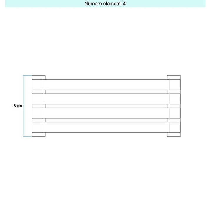 Irsap Design-Heizkörper SAX 2 horizontal, 4 Glieder, H 16 × B 150 × T 8 cm, Weiß Standard glänzend (Farbcode 01) SX215000401IR01H01