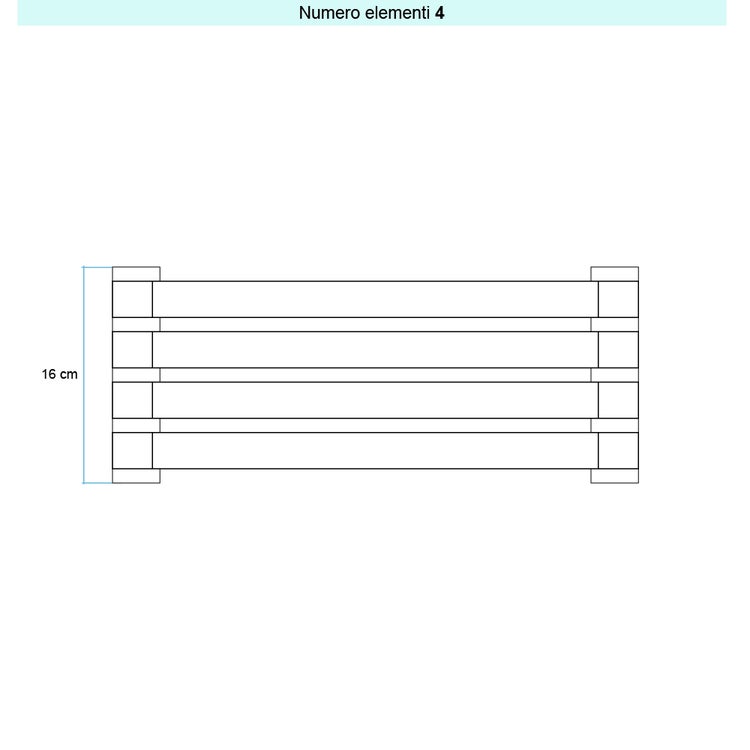 Irsap Design-Heizkörper SAX 2 horizontal, 4 Glieder, H 16 × B 90 × T 8 cm, Weiß Standard glänzend (Farbcode 01) SX209000401IR01H01