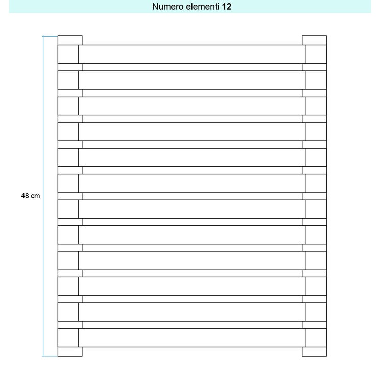 Irsap Design-Heizkörper SAX 2 horizontal, 12 Glieder, H 48 × B 200 × T 8 cm, Weiß Standard glänzend (Farbcode 01) SX220001201IR01H01