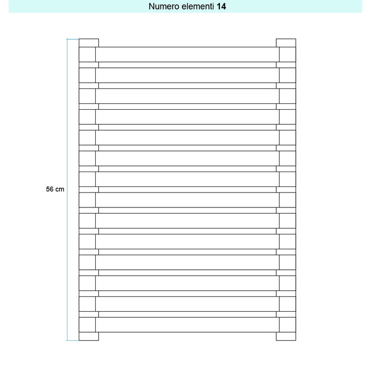 Irsap Design-Heizkörper SAX 2 horizontal, 14 Glieder, H 56 × B 120 × T 8 cm, Graphitschwarz Strukturlack (Farbcode 18) SX212001418IR01H01