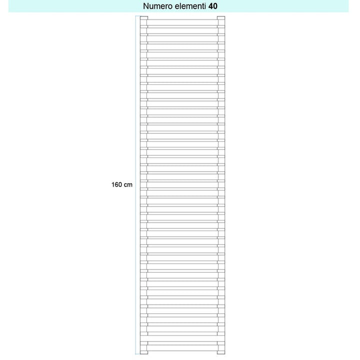 Irsap Design-Heizkörper SAX 2 horizontal, 40 Glieder, H 160 × B 50 × T 8 cm, Weiß Standard glänzend (Farbcode 01) SX205004001IR01H01