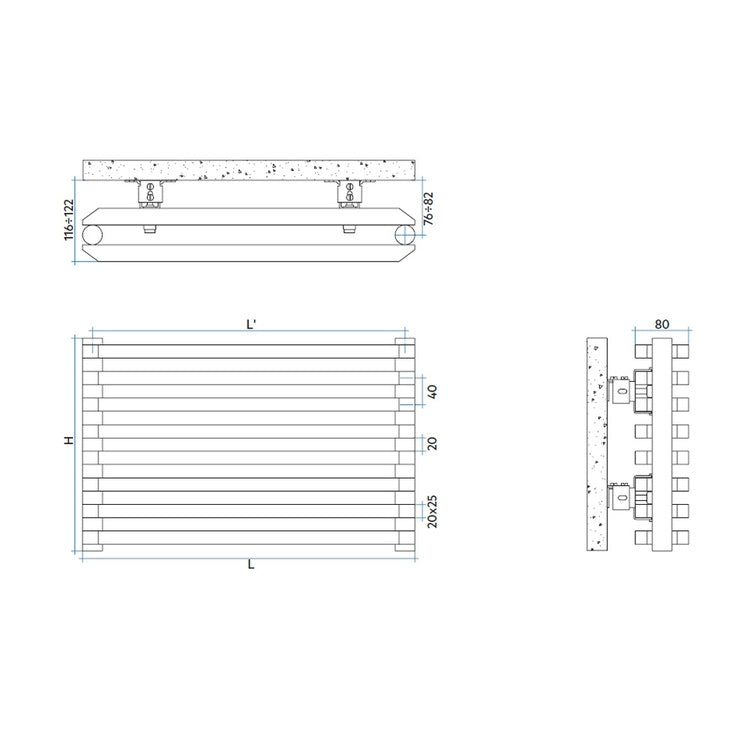 Irsap Design-Heizkörper SAX2 horizontal, 40 Glieder, H 48 × B 90 × T 8 cm, Weiß SX209004001IR01H01