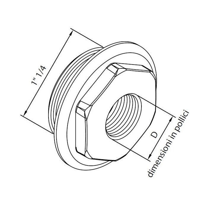Irsap Reduzierung rechts von 1" 1/4 auf 1/4", für Tesi, Einzelverpackung, Standardfarbe Weiß, glänzende Oberfläche TAPBLISIRDX1401