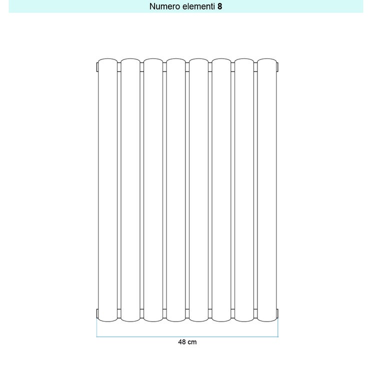 Irsap Design-Heizkörper ELLIPSIS_V, 8 Glieder, H 202 × B 48 × T 5,3 cm, Weiß Standard glänzend (Farbcode 01) TL1020200801IR01A