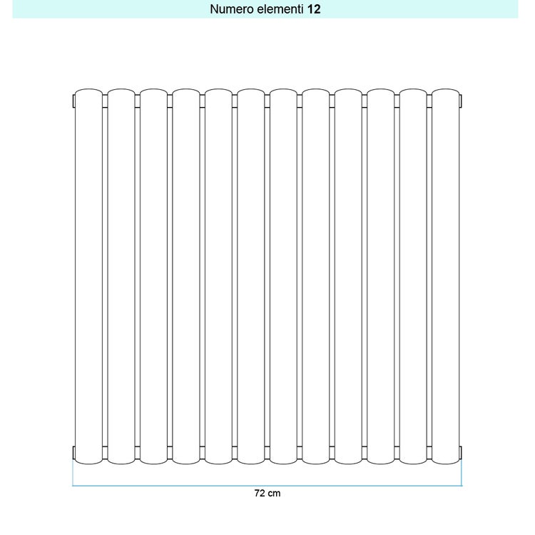 Irsap Design-Heizkörper ELLIPSIS_V, 12 Glieder, H 52 × B 72 × T 5,3 cm, Weiß Standard glänzend (Farbcode 01) TL105201201IR01A01