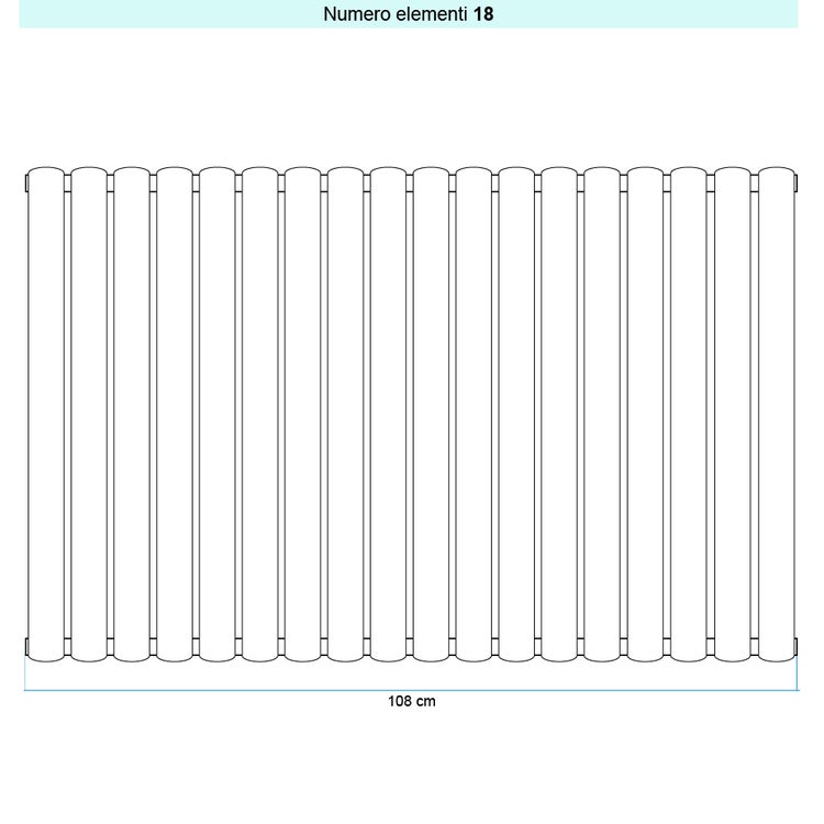 Irsap Design-Heizkörper ELLIPSIS_V, 18 Glieder, H 52 × B 108 × T 5,3 cm, Weiß Standard glänzend (Farbcode 01) TL105201801IR01A01
