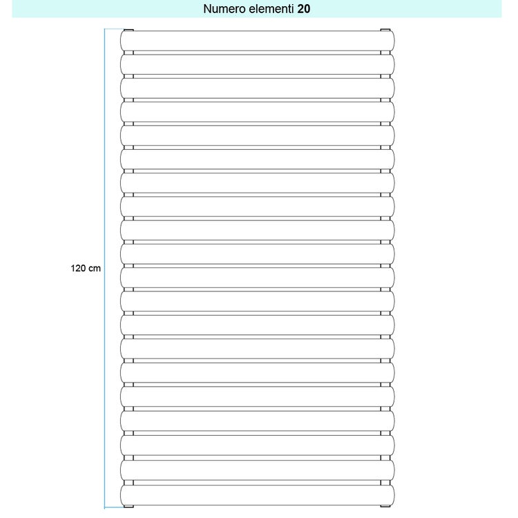 Irsap Design-Heizkörper ELLIPSIS_H 2, 20 Glieder, H 120 × B 52 × T 7,6 cm, Weiß Standard glänzend (Farbcode 01) TL205202001IR01H01