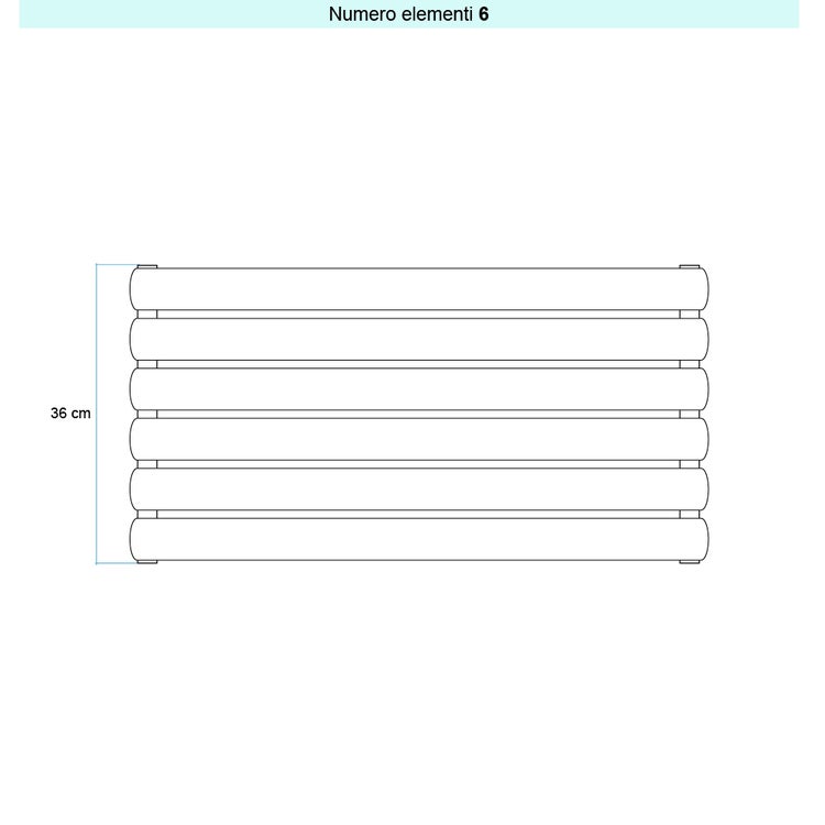 Irsap Design-Heizkörper ELLIPSIS_H 2, 6 Glieder, H 36 × B 70 × T 7,6 cm, Weiß Standard glänzend (Farbcode 01) TL207000601IR01H01