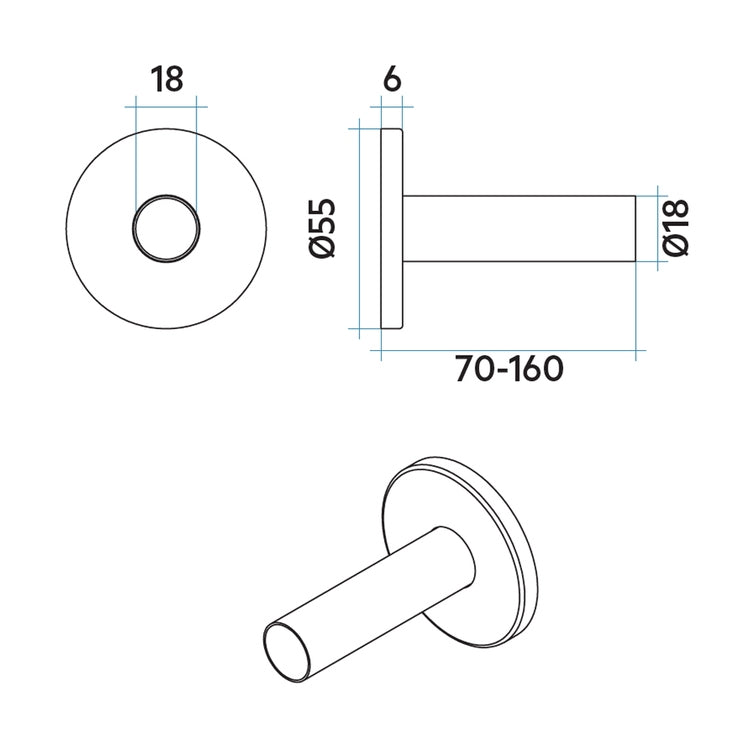 Irsap Set mit 2 Rohrabdeckungen L. 7 cm, zur Installation von Heizkörpern, Farbton Anthrazitgrau RAL 7016, matte Oberfläche, Cod 6V VALKITCOPTU706V