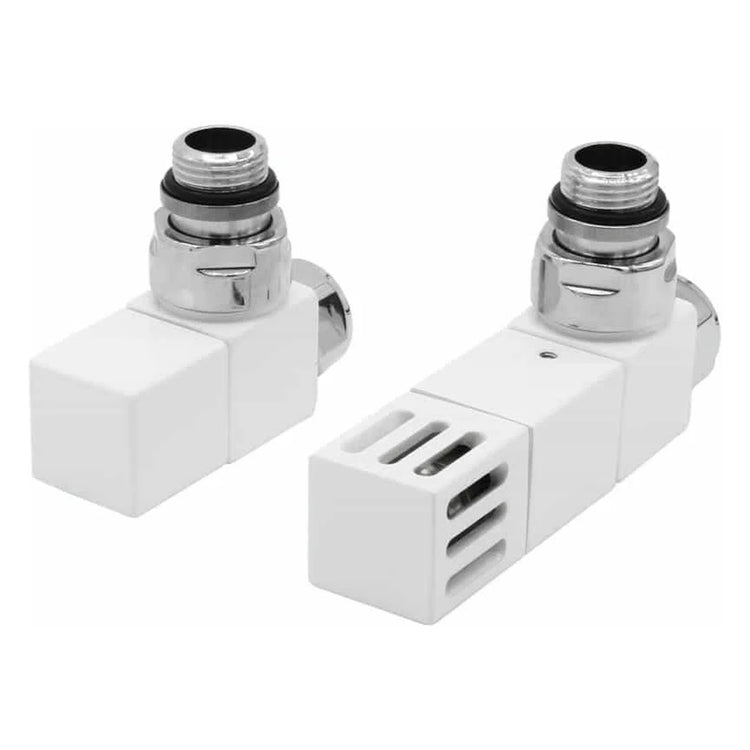 Irsap Ventilkit mit Thermostatkopf und Rücklaufventil mit Voreinstellung im Winkel, Kupfer/Mehrschicht-Anschluss 1/2", Standardweiß glänzende Ausführung VALKITQUADTE01