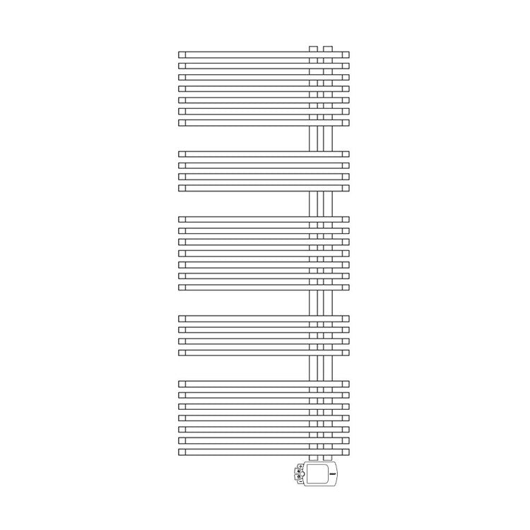 Irsap Elektro-Design-Heizkörper JAZZ_S, 29 Rohre, 4 Segmente, H 146 × B 60 × T 5,5 cm, mit elektronischer Steuerung, Weiß Standard glänzend (Farbcode 01) ZRL060H01IR01NNN01