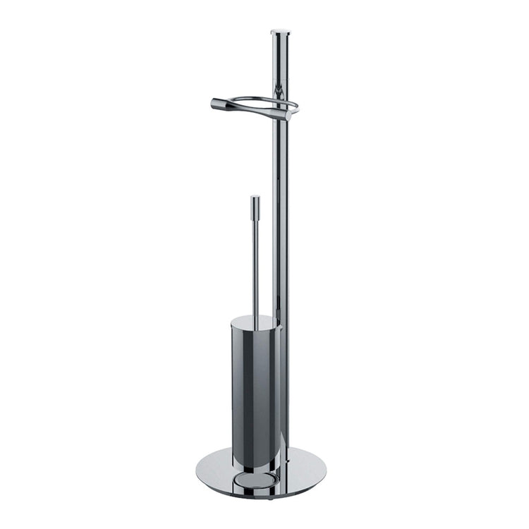 Colombo Design Stand mit Rollenhalter und Bürstenhalter aus Messing, Chromoberfläche B9407NCR ISOLE B94070CR