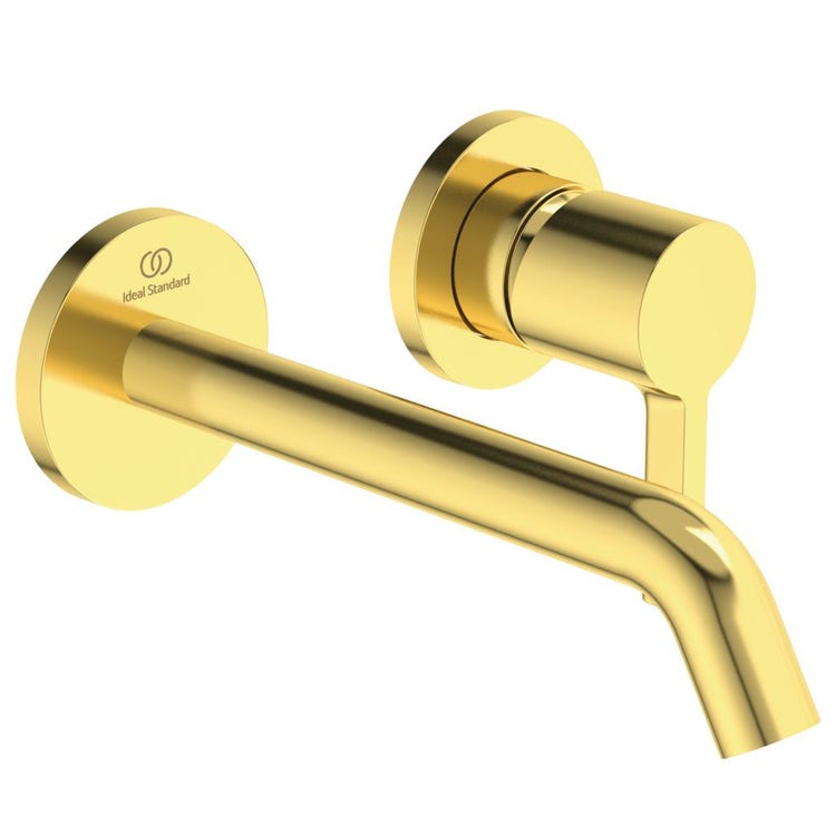 Ideal Standard Einhand-Waschtischmischer, Wandmontage T. 18 cm, gebürstete Goldausführung JOY A7378A2