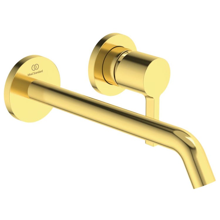 Ideal Standard Einhand-Waschtischmischer, Wandmontage T. 22 cm, gebürstete Goldausführung JOY A7379A2