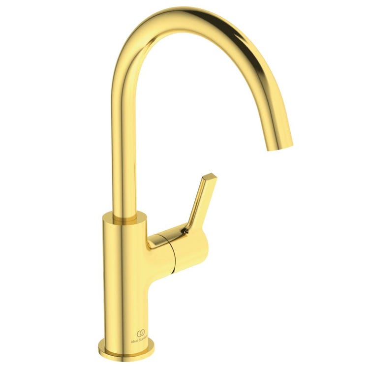 Ideal Standard Einhand-Waschtischmischer H. 31 cm, ohne Ablauf, Oberfläche gebürstetes Gold JOY BC778A2