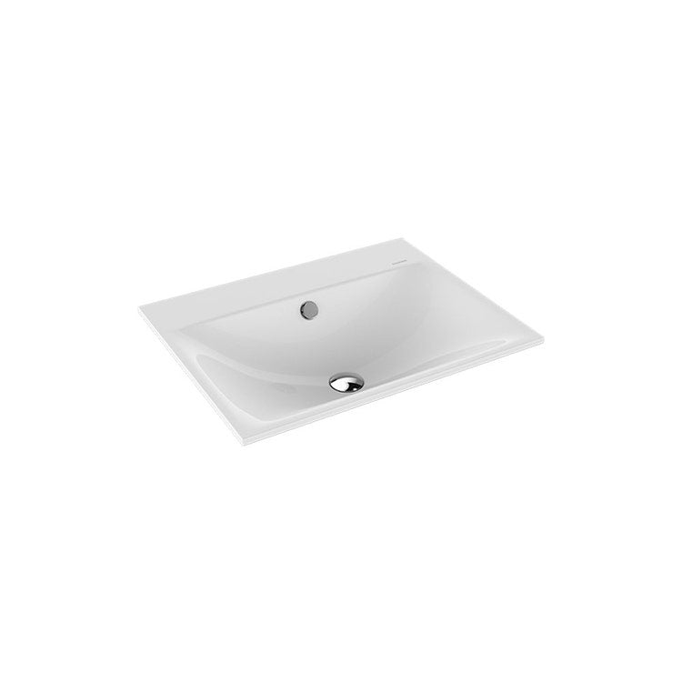 Kaldewei Einbauwaschbecken L. 60 T. 46 cm, 3 Löcher, mit Überlauf, Farbe Alpinweiß SILENIO 907706033001