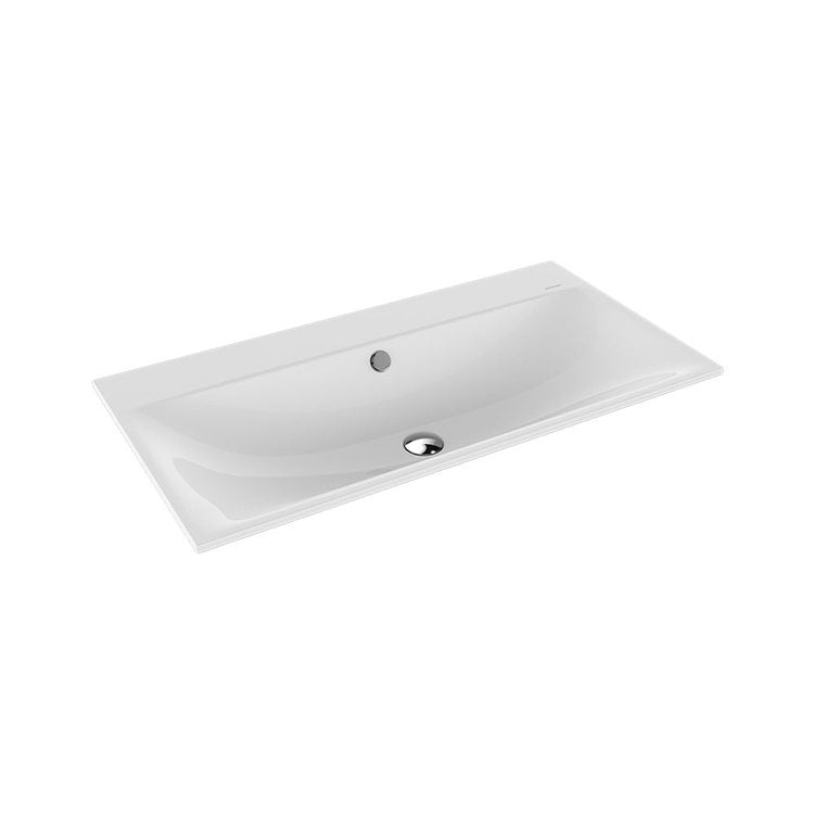 Kaldewei Einbauwaschbecken L. 90 T. 46 cm, Einloch, mit Überlauf, Farbe Alpinweiß SILENIO 907806013001