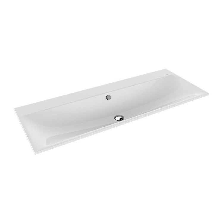 Kaldewei Einbauwaschbecken L. 120 T. 46 cm, 3 Löcher, mit Überlauf, Farbe Alpinweiß SILENIO 907906033001