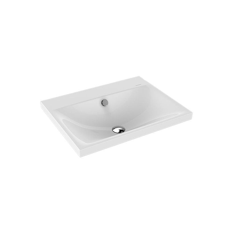 Kaldewei Aufsatzwaschbecken L. 60 T. 46 cm, Randhöhe 4 cm, ohne Loch, mit Überlauf, Farbe Alpweiß SILENIO 903906003001