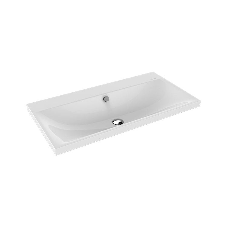 Kaldewei Aufsatzwaschbecken L. 90 T. 46 cm, Randhöhe 4 cm, 3 Löcher, mit Überlauf, Farbe Alpweiß SILENIO 904006033001