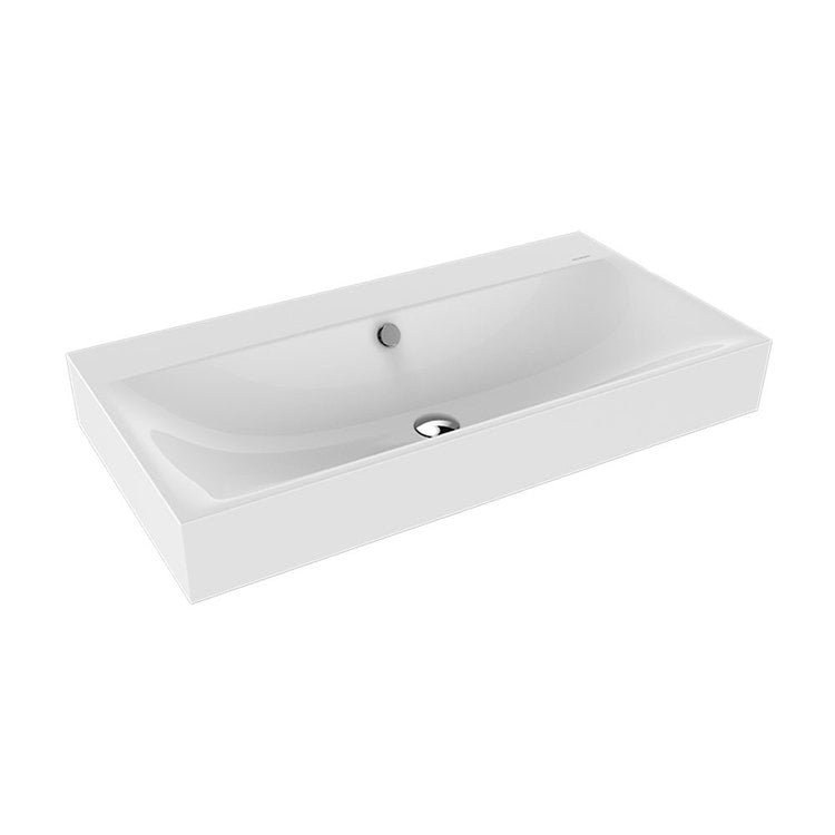 Kaldewei Aufsatzwaschbecken L. 90 T. 46 cm, Randhöhe 12 cm, 3 Löcher, mit Überlauf, Farbe Alpweiß SILENIO 904206033001