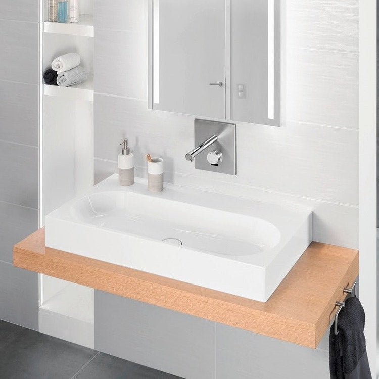 Kaldewei Aufsatzwaschbecken, L. 60 T. 50 cm, ohne Hahnloch, ohne Überlauf, Randhöhe 12 cm, Farbe Alpweiß CENTRO 903006003001