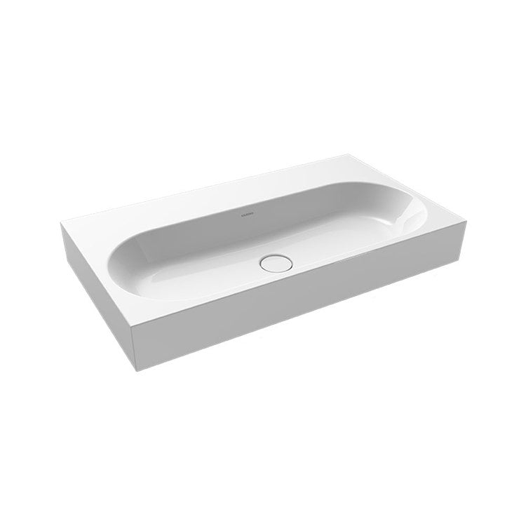 Kaldewei Aufsatzwaschbecken, L. 90 B.50 cm, Einloch, ohne Überlauf, Randhöhe 12 cm, Farbe Alpweiß CENTRO 903106013001