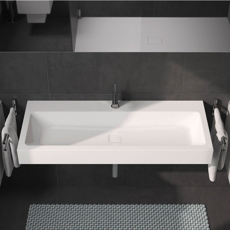 Kaldewei Wandwaschbecken L. 120 T. 50 cm, 3 Löcher, ohne Überlauf, Farbe Alpweiß CONO 902706033001