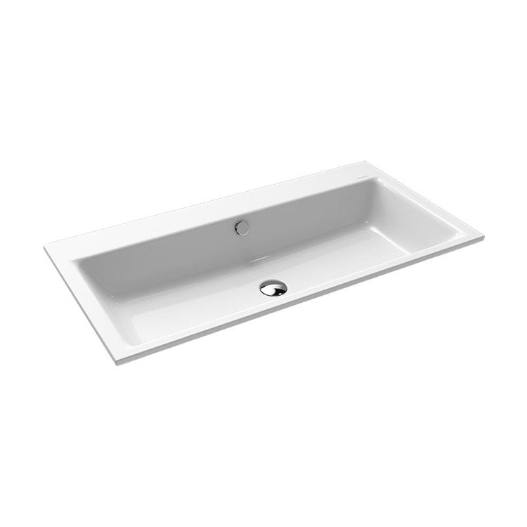 Kaldewei Einbauwaschbecken L. 90 T. 46 cm, 3 Löcher, mit Überlauf, Farbe Alp-Weiß PURO 900206033001