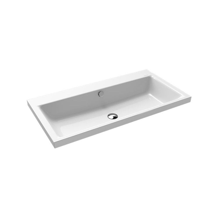 Kaldewei Aufsatzwaschbecken L. 90 T. 46 cm, Randhöhe 4 cm, 3 Löcher, mit Überlauf, Farbe Alpinweiß PURO 900506033001